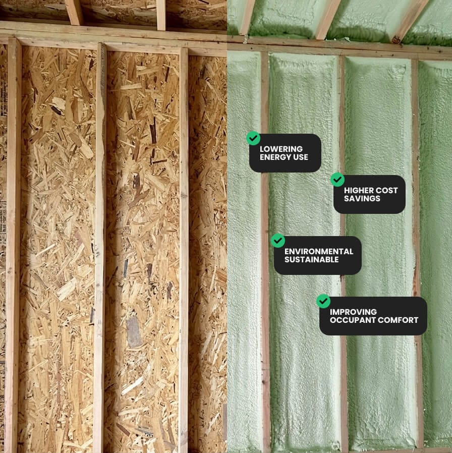 Spray foam before after